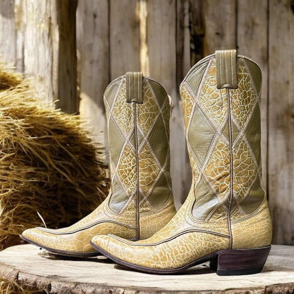 Women’s Size 8 A - 1960’s Nocona Cowboy Western Boots Patchwork Design